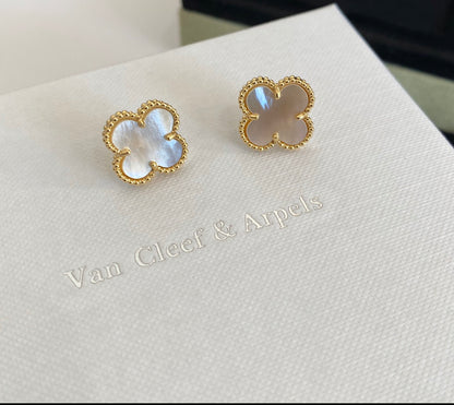 Gold and White Van Cleef Earrings