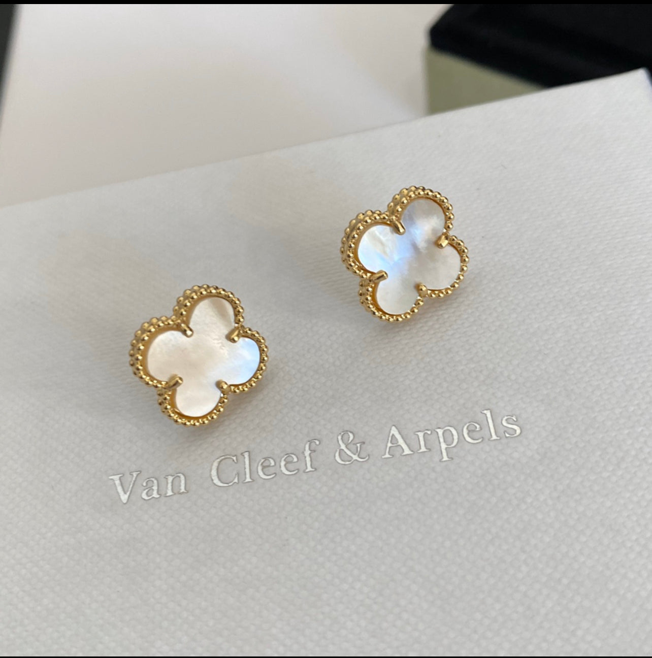 Gold and White Van Cleef Earrings