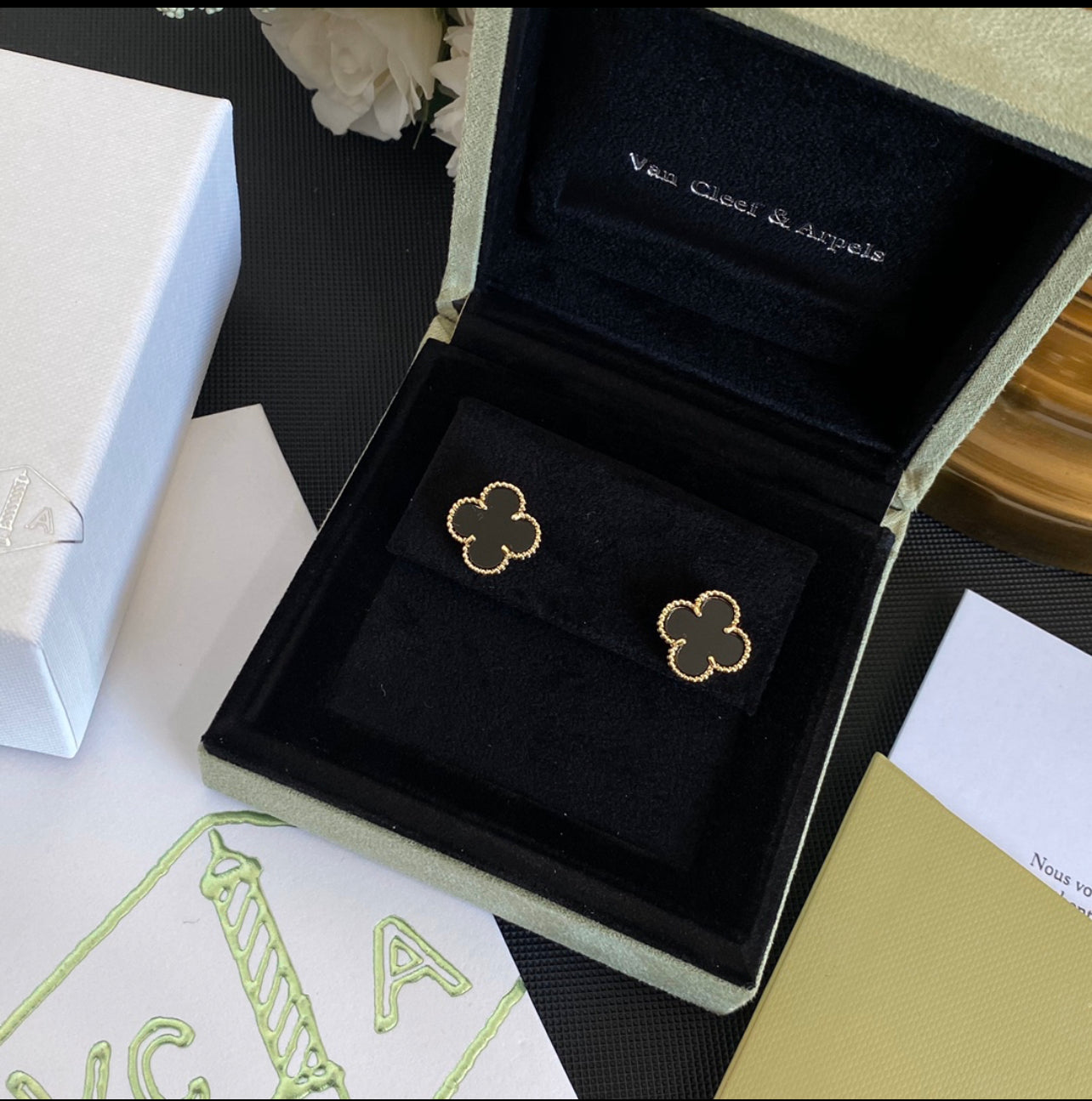 Black and Gold Van Cleef Earrings